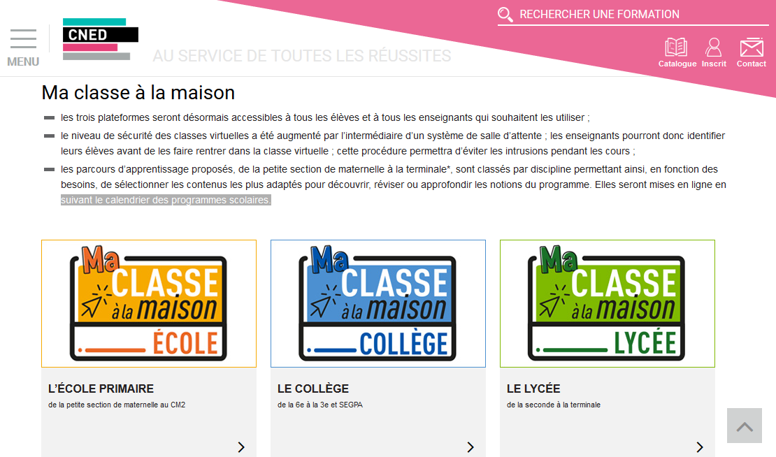 "Ma classe à la maison", le service du CNED est ouvert | FCPE